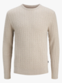 Jack and Jones Emil Knit Cable Crew Neck Oatmeal Melange