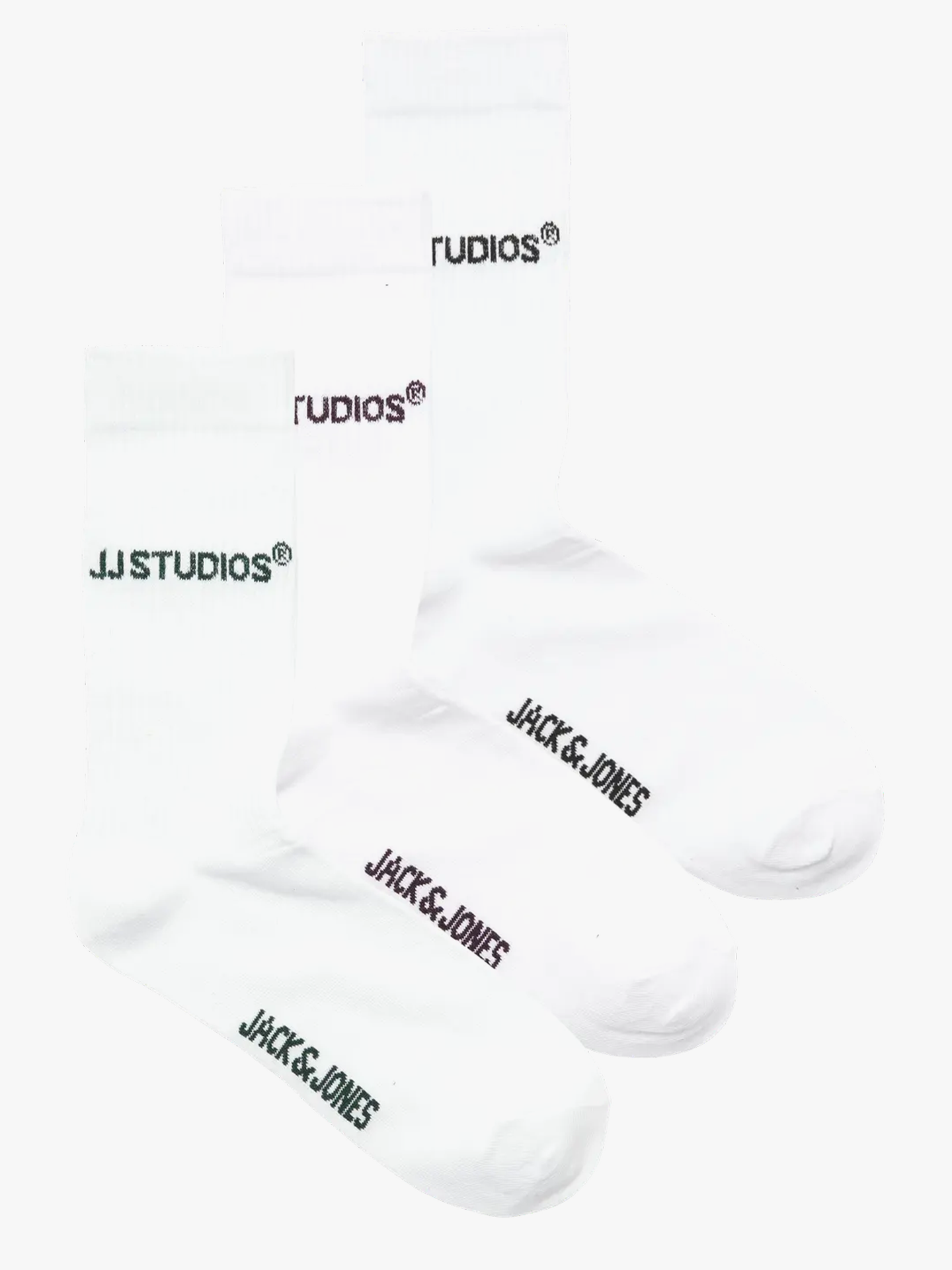 Jack and Jones Soho Tennis Socks 3 Pack White Duffel Bag Logo - Black Logo - Plum Perfect Logo