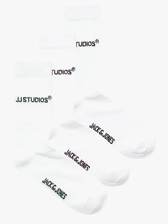 Jack and Jones Soho Tennis Socks 3 Pack White Duffel Bag Logo - Black Logo - Plum Perfect Logo