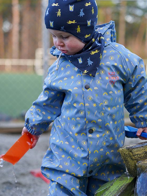 Kattnakken Babyregndress Dugg Mjuk Blå