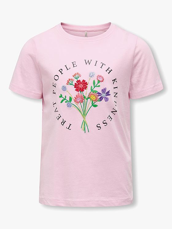 Kids Only Emma Life Reg Short Sleeve Flower Top Box Junior Roseate Spoonbill