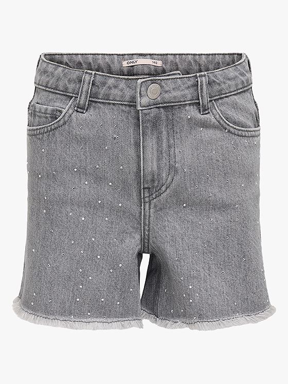 Kids Only Pacy Rhinestone Denim Shorts Medium Grey Denim