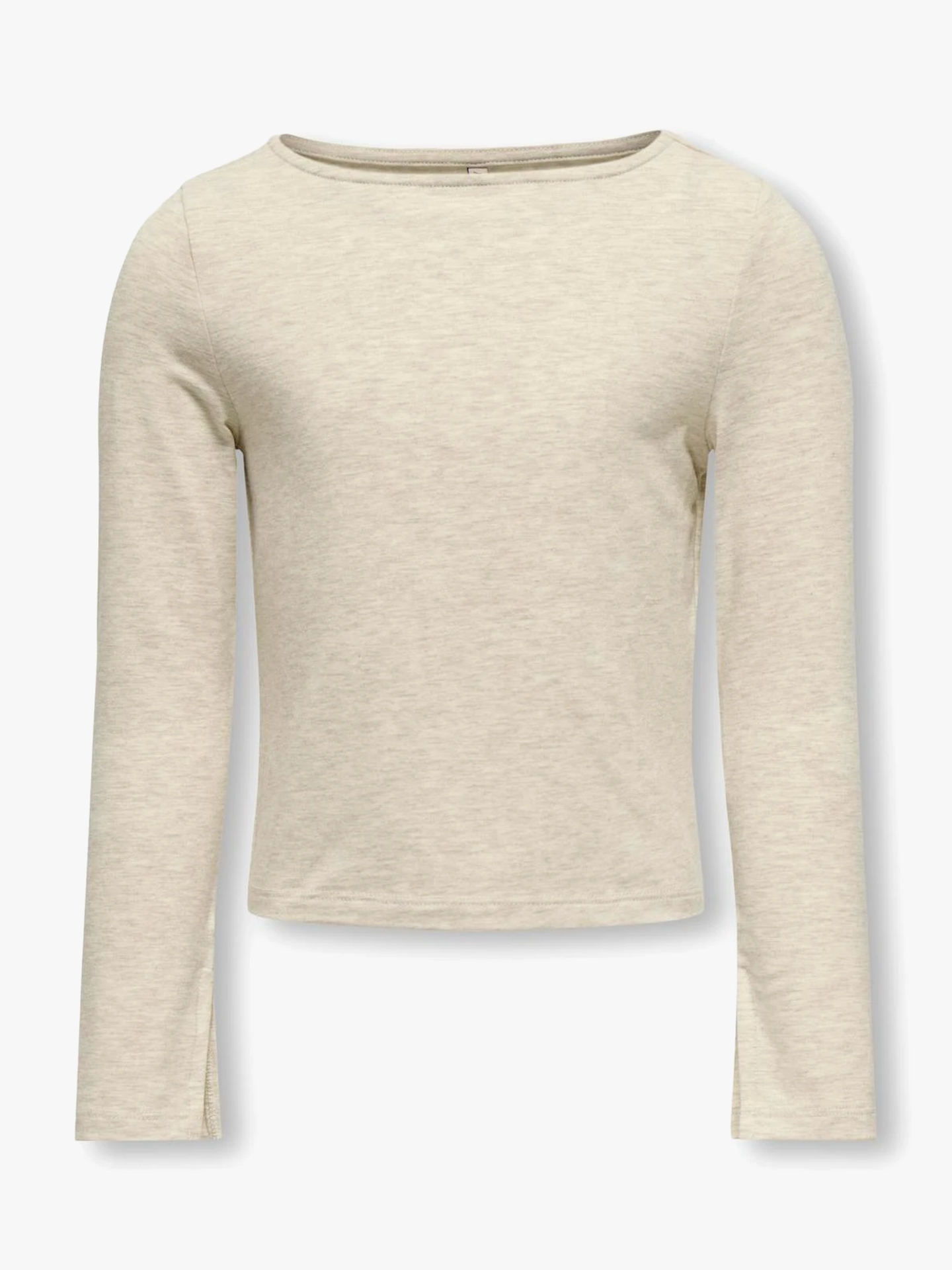 Kids Only Felina Long Sleeve Boatneck Slit Top Pumice Stone Melange