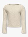 Kids Only Felina Long Sleeve Boatneck Slit Top Pumice Stone Melange