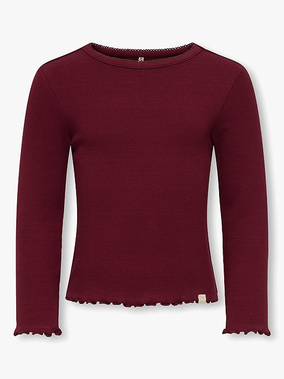 Kids Only Trinny Sld Long Sleeve Oneck Top Junior Cabernet