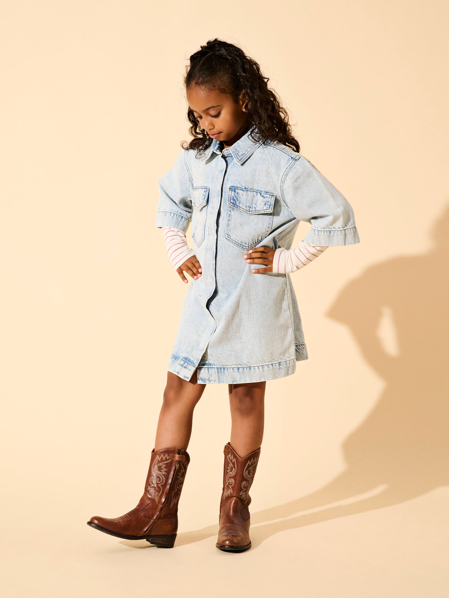 Kids Only Sophie Short Sleeve Oversize Denim Dress Light Blue Denim