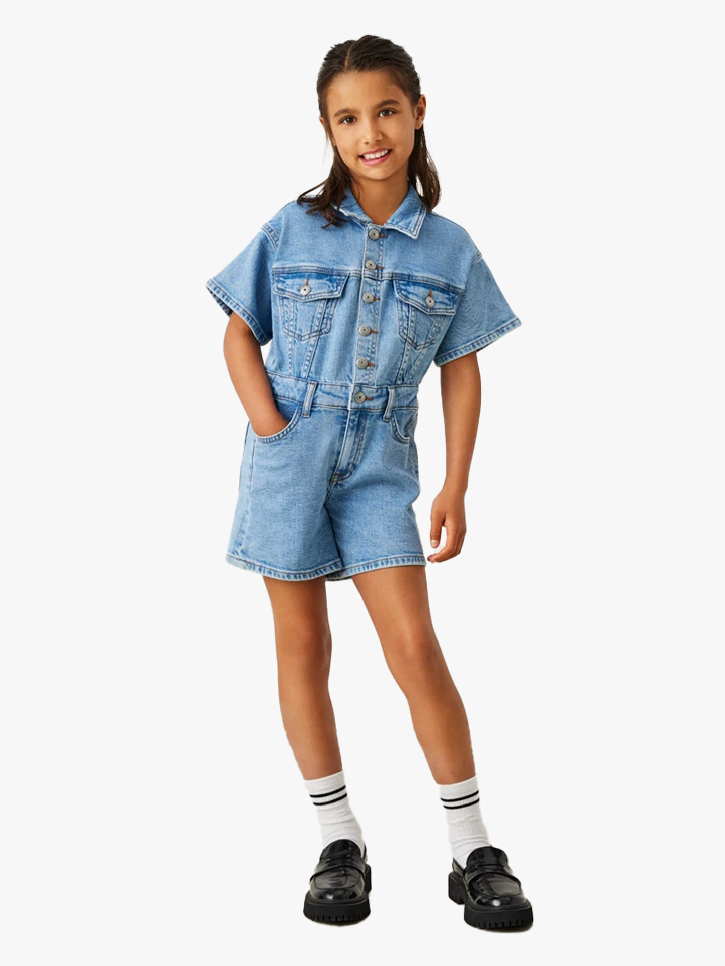 Kids Only Castel Short Sleeve Playsuit Medium Blue Denim
