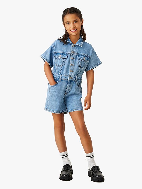 Kids Only Castel Short Sleeve Playsuit Medium Blue Denim