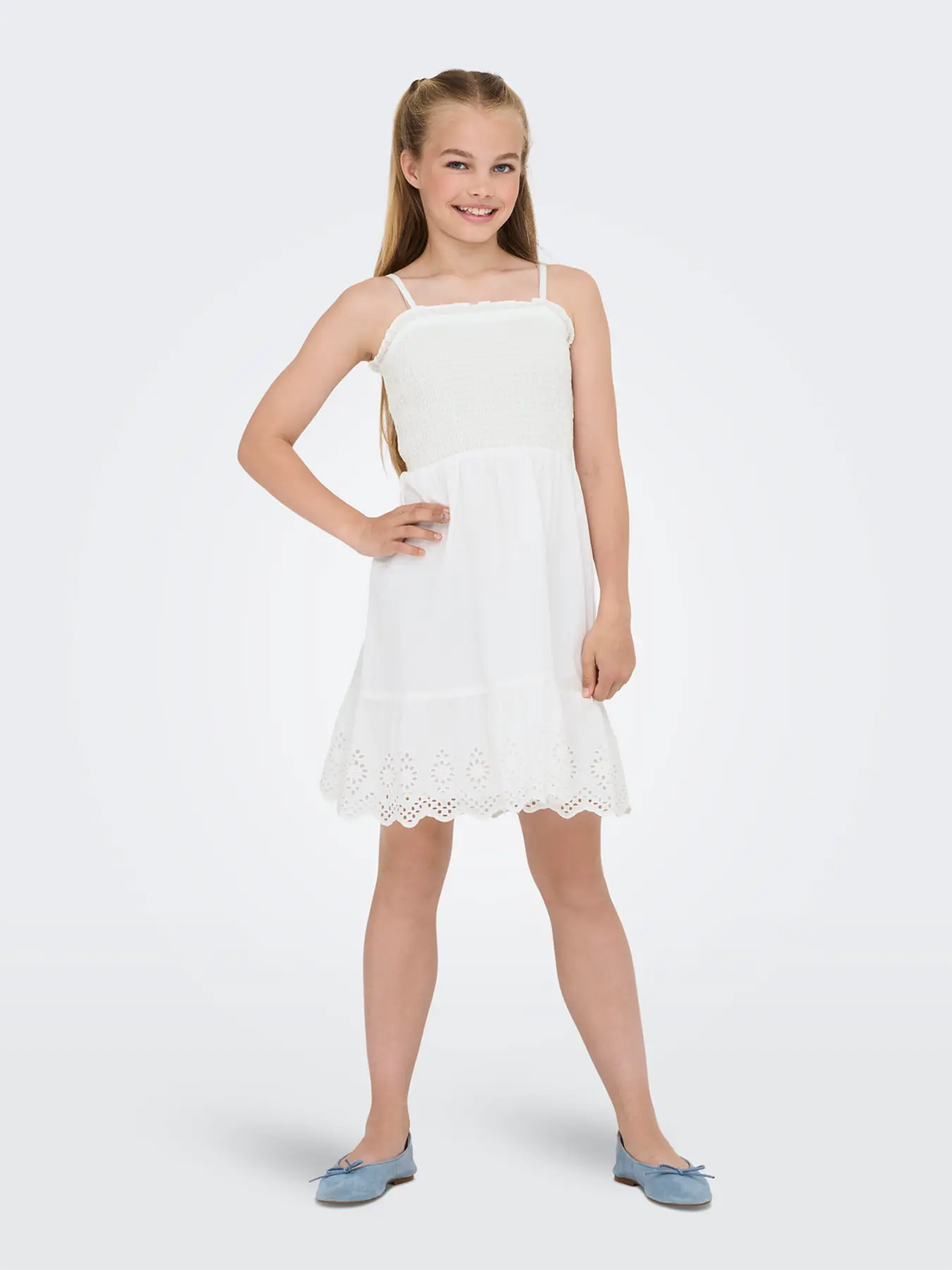 Kids Only Lou Life Embroidery Smock Dress Woven Cloud Dancer