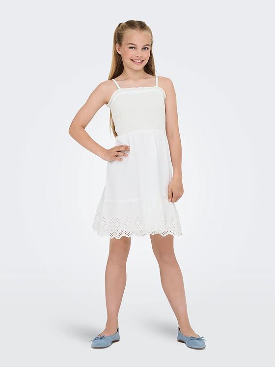 Kids Only Lou Life Embroidery Smock Dress Woven Cloud Dancer