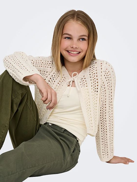 Kids Only Marina Life Long Sleve Crop V-Neck Tie Knit Birch