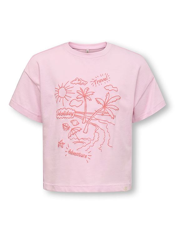 Kids Only Vacay Life Short Sleeve Loose Printed Tee Junior Roseate Spoonbill