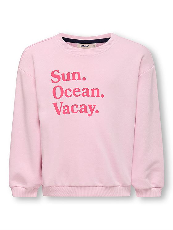 Kids Only Summer Long Sleeve Loose O-Neck Print Sweatshirt Roseate Spoonbill