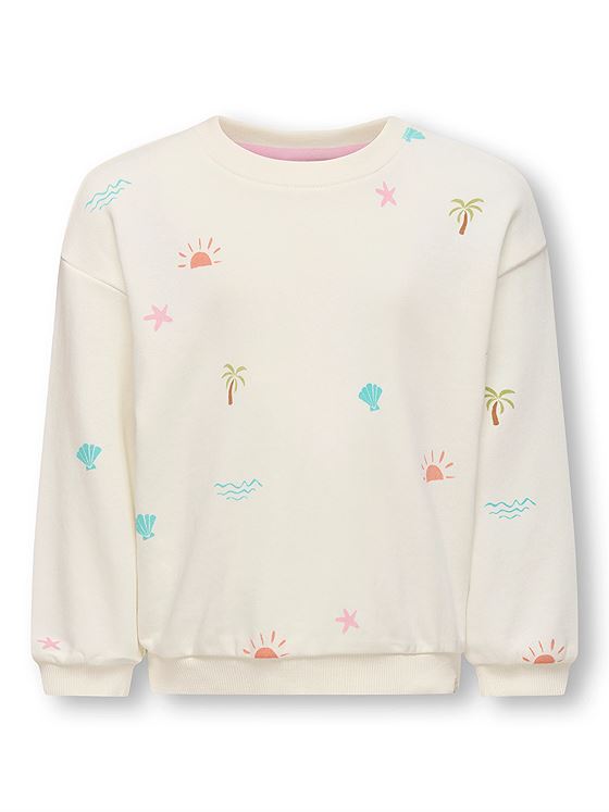 Kids Only Summer Long Sleeve Loose O-Neck Print Sweatshirt Tofu