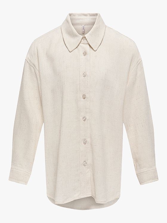 Kids Only Siesta Long Sleeve Linen Blend Oversized Shirt Moonbeam