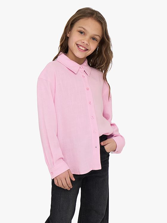 Kids Only Siesta Long Sleeve Linen Blend Oversized Shirt Pirouette
