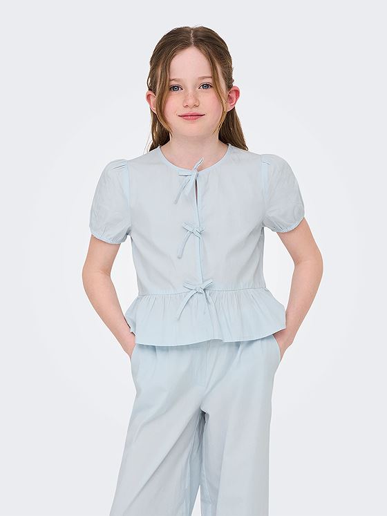 Kids Only Clara Life Short Sleeve Bow Shirt Junior Ballad Blue