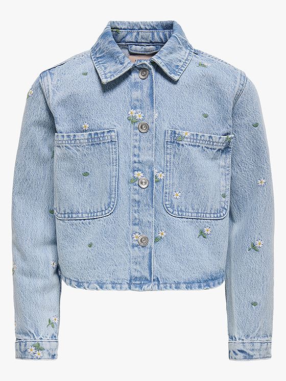 Kids Only Cassie Long Sleeve Oversized Denim Shirt Light Blue Denim