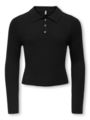 Kids Only Mila Long Sleeve Rib Button Polo Neck Knit Black