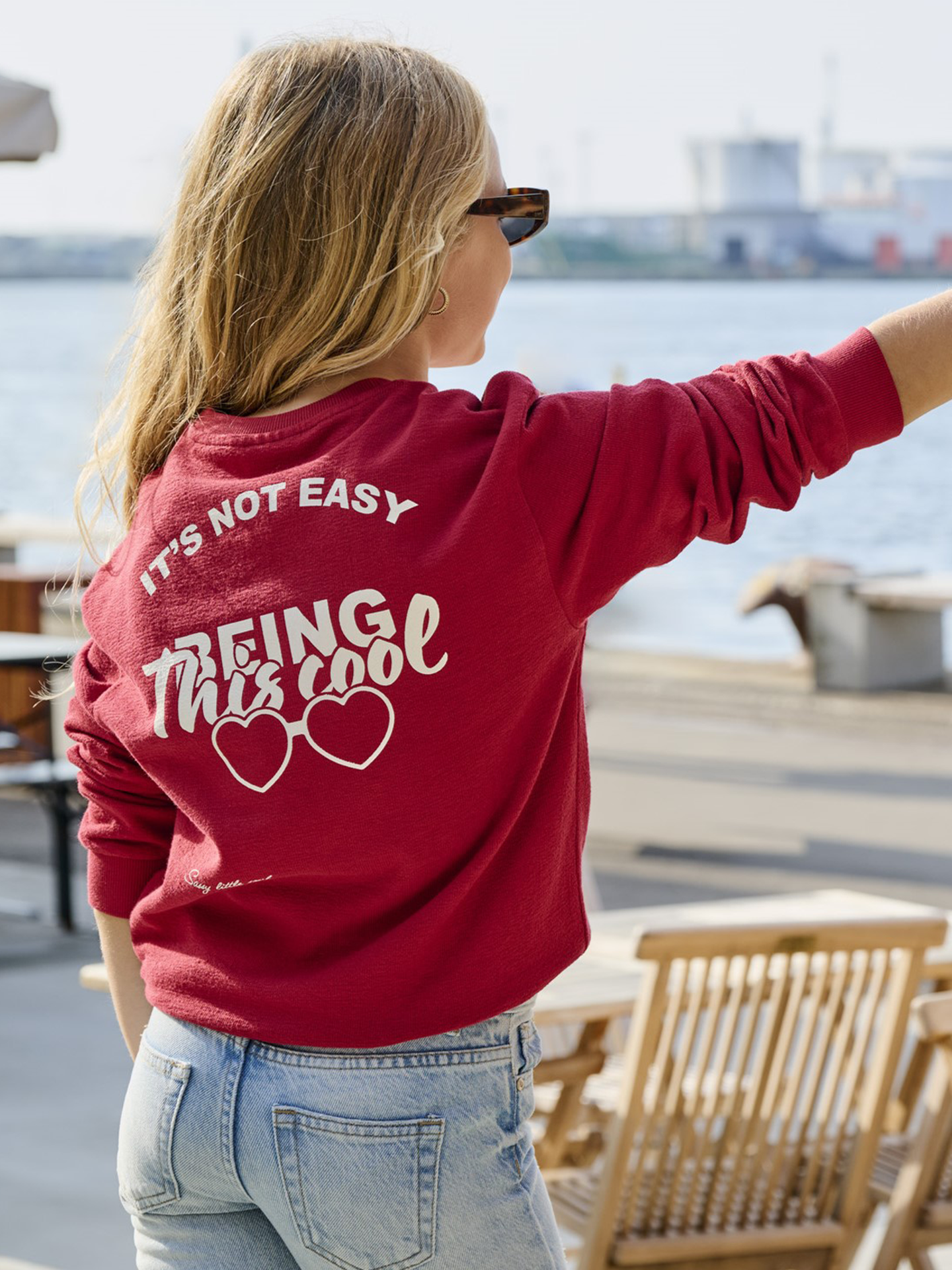 Kids Only Tina Long Sleeve Love O-Neck Sweater Karanda Red