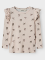 Lil- Atelier Gavo Eko Long Sleeve Slim Top Silver Peony BOW