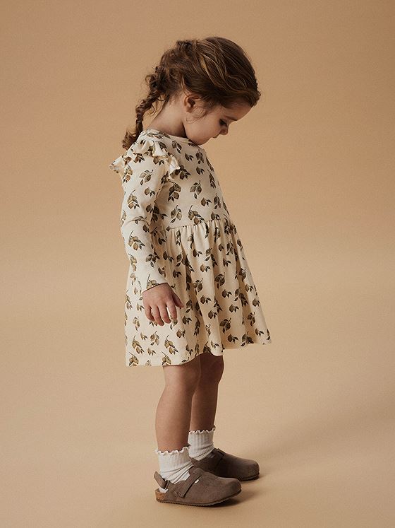 Lil- Atelier Gavo Enk Long Sleeve Dress Turtledove Lemon