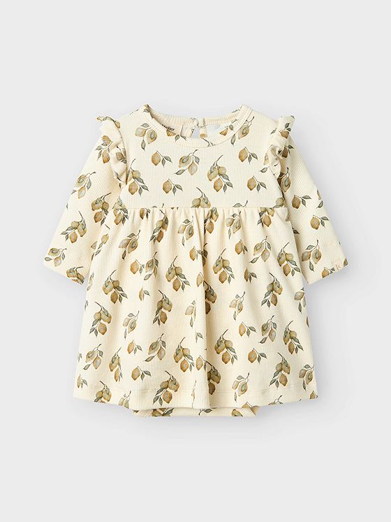Lil- Atelier Gavo Enk Long Sleeve Body Dress Turtledove Lemon