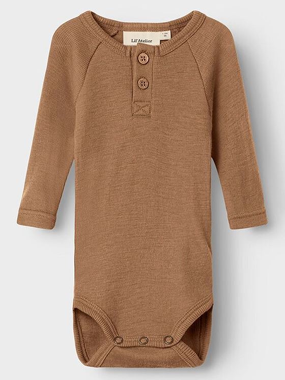 Lil- Atelier Noel Neb Long Sleeve Slim Wool Body Tigers Eye