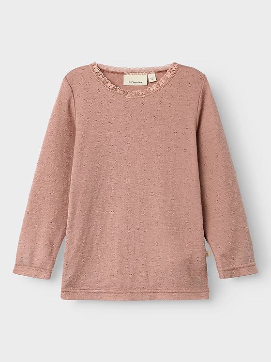 Lil- Atelier Noel Nab Wool Long Sleeve Slim Top Roebuck