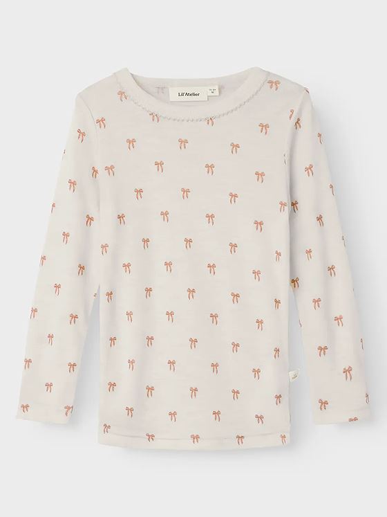 Lil- Atelier Nalu Wo/Mo Long Sleeve Slim Top Turtledove Melange