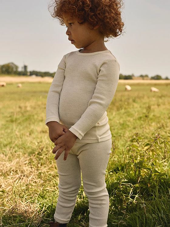 Lil- Atelier Nalu Rib Wo/Mo Long Sleeve Slim Top Turtledove Melange