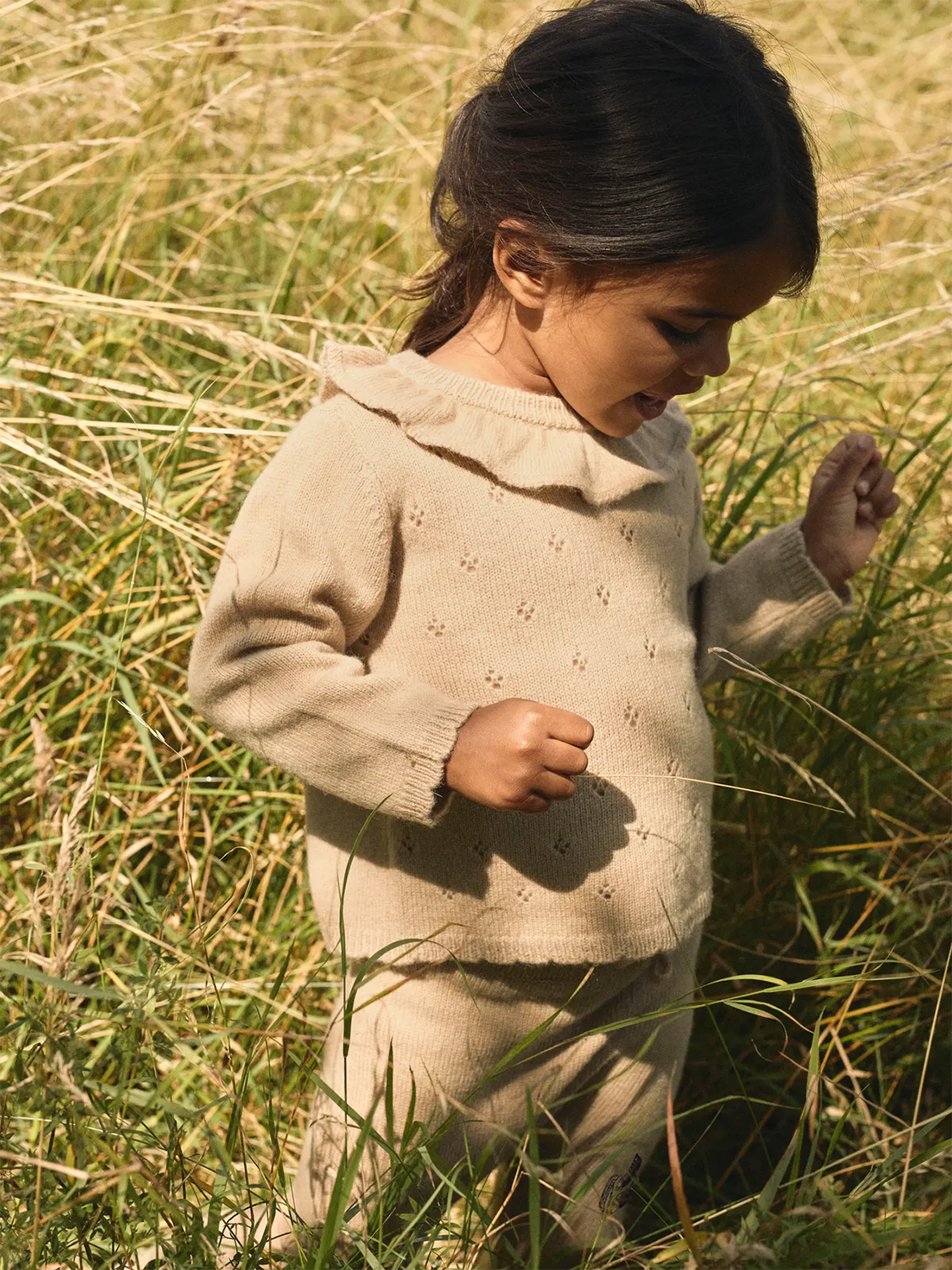 Lil- Atelier Nalio Long Sleeve Knit Safari MELANGE