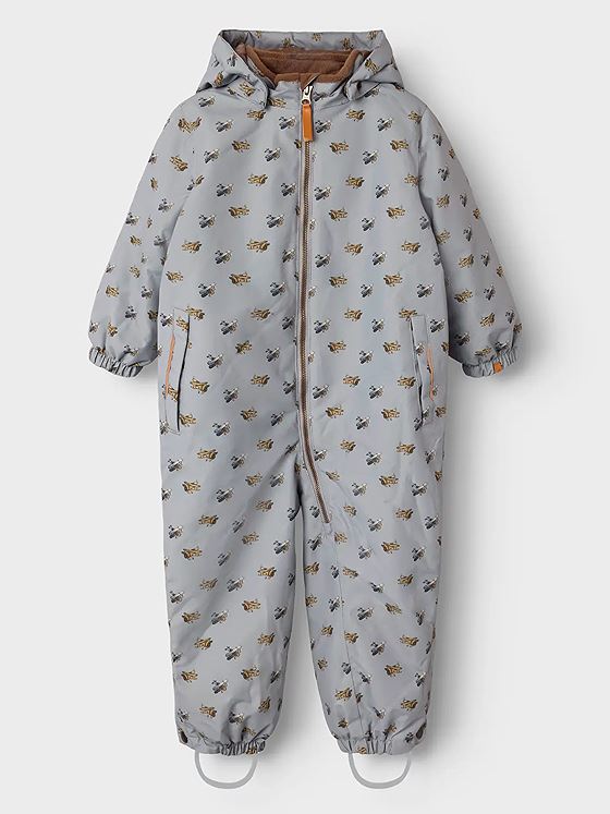 Lil- Atelier Lasnow10 Snowsuit All Over Print Ultimate Grey AIRPLANES