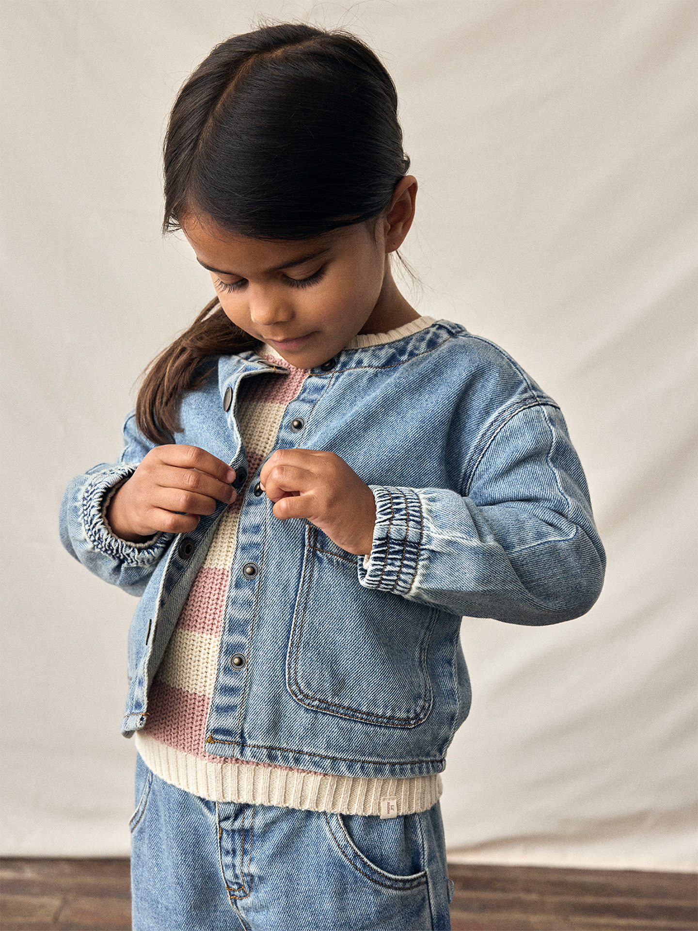 Lil- Atelier Karole Long Sleeve Denim Shirt 4016-Cj Medium blue denim