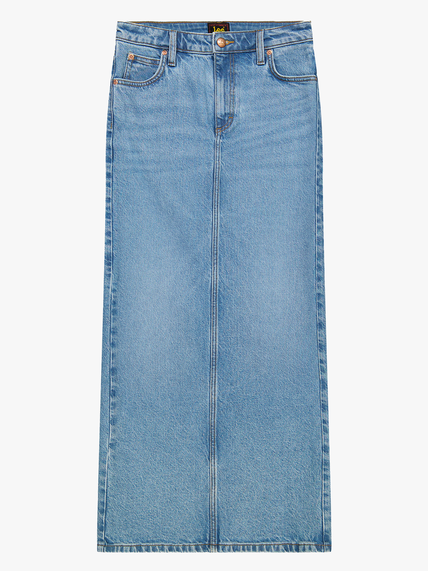 Lee Back Slit Maxi Skirt Tinted Blue