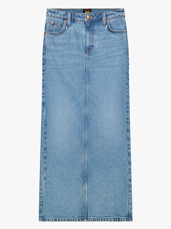 Lee Back Slit Maxi Skirt Tinted Blue
