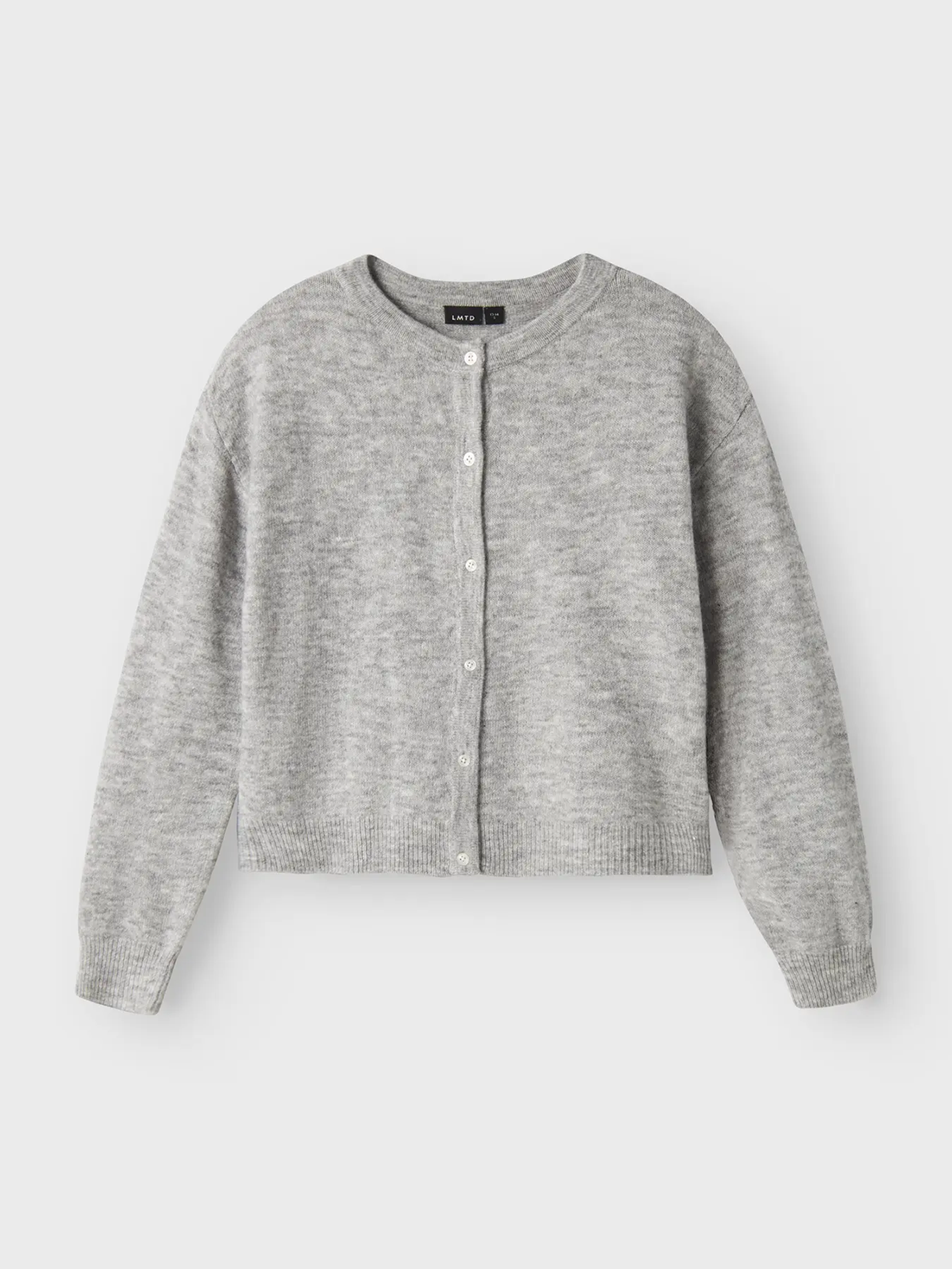 LMTD Lodet Long Sleeve Short Knit Cardigan Light Grey Melange