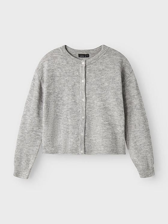 LMTD Lodet Long Sleeve Short Knit Cardigan Light Grey Melange