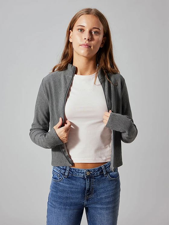 LMTD Lonja Long Sleeve Cardigan Dark Grey Melange