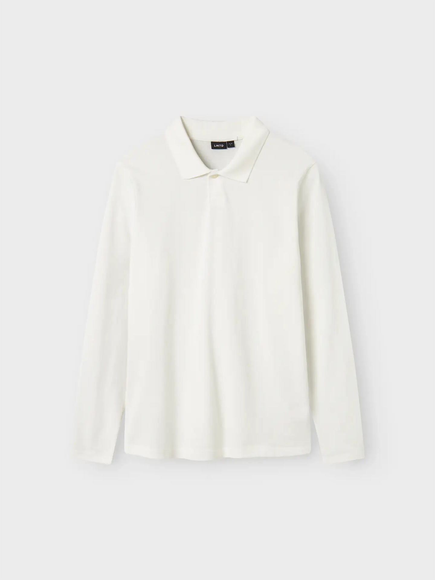 LMTD Hannes Long Sleeve Pique Polo White Alyssum