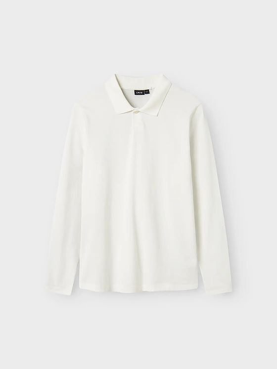 LMTD Hannes Long Sleeve Pique Polo White Alyssum