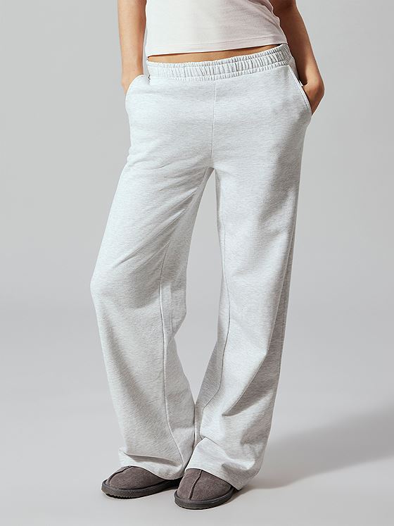LMTD Nizu Brushed Low Waist Wide Sweat Pant Light Grey Melange