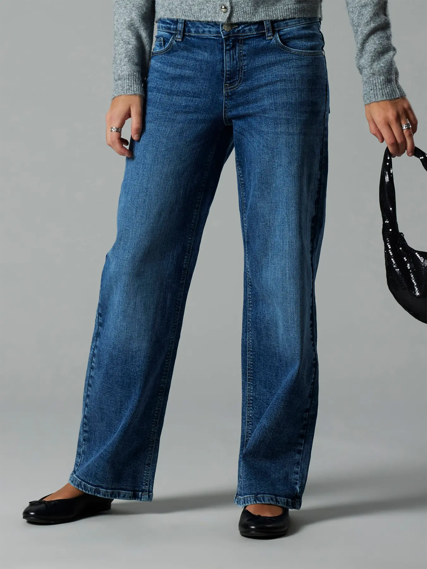 LMTD Bli Denim Low Waist Straight Pant Medium Blue Denim