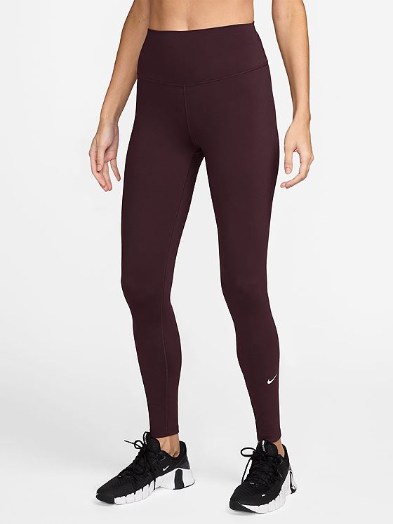 Nike One Dri-Fit High-Rise Tights Burgundy Crush / White