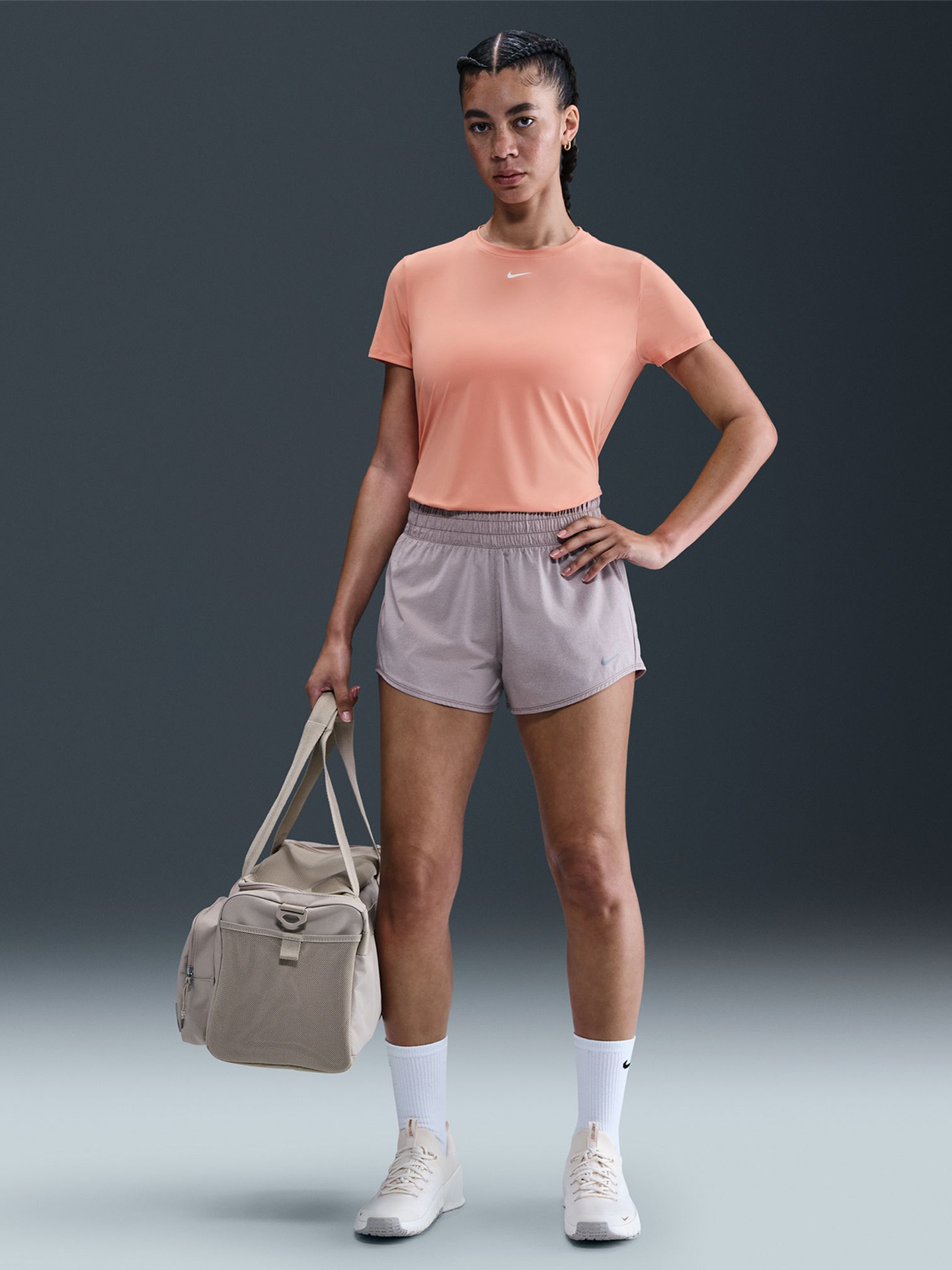 Nike One Classic Dri-Fit Short Sleeve Top Apricot Agate/ White