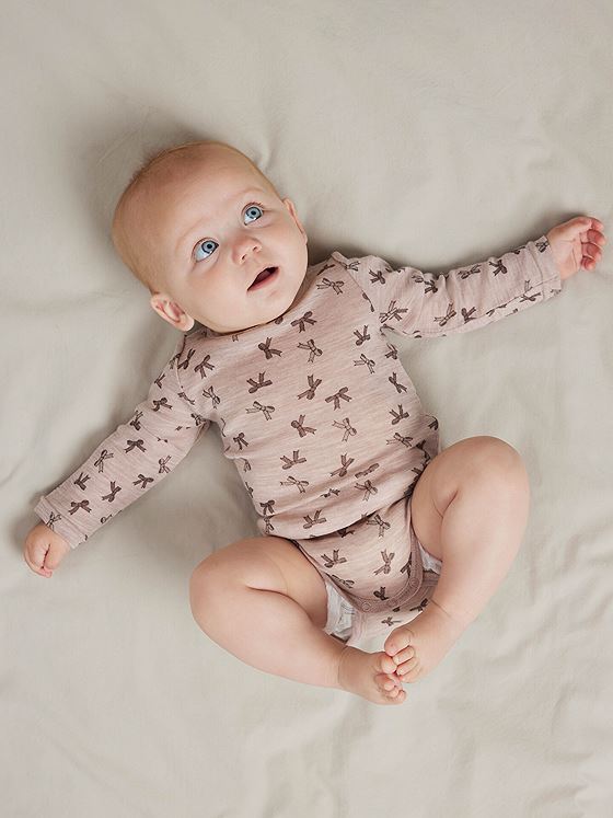 Name It Wang Wool Rib Long Sleeve Body All Over Print Grå