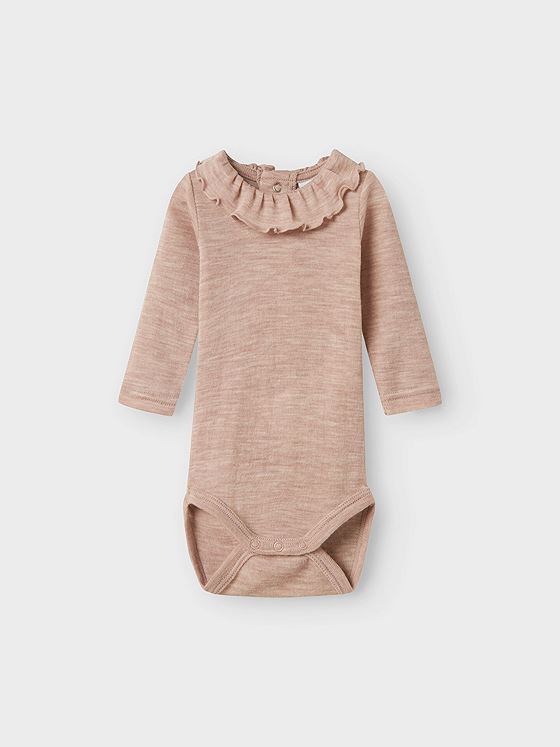 Name It Wang Wool Rib Long Sleeve Body W/Collar Shadow Gray