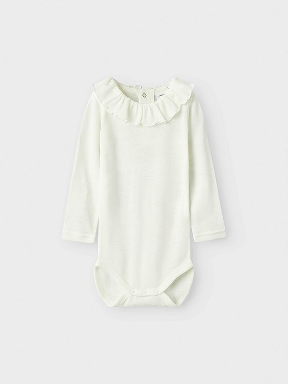 Name It Wang Wool Rib Long Sleeve Body W/Collar Snow White