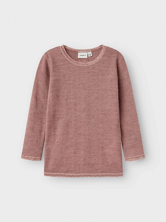 Name It Wang Wool Needle Long Sleeve Top Solid Antler