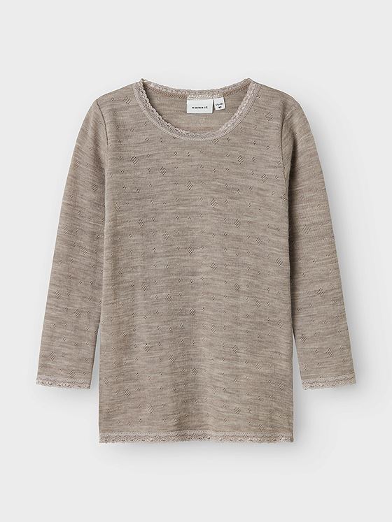 Name It Wang Wool Needle Long Sleeve Top Solid Satellite